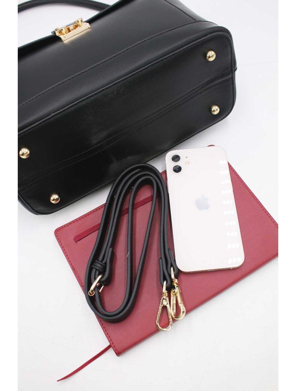 Tom&eva Sac à Main à Rabat Minimaliste Avec Ceinture-6875-Noir