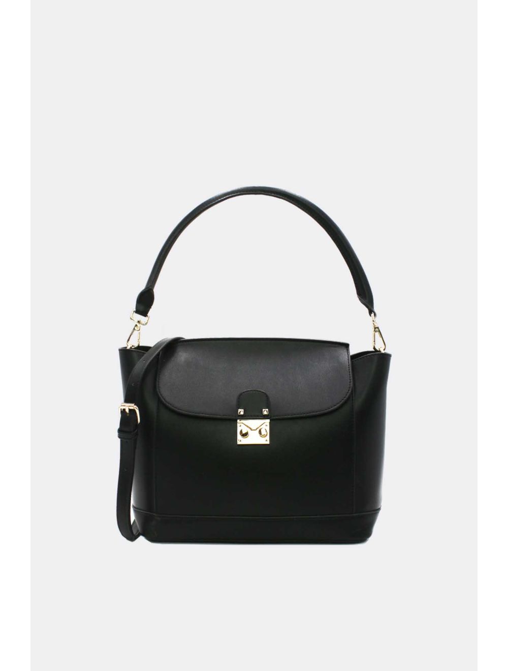 tom&eva Sac à Main à rabat minimaliste Avec Ceinture-6875-Noir