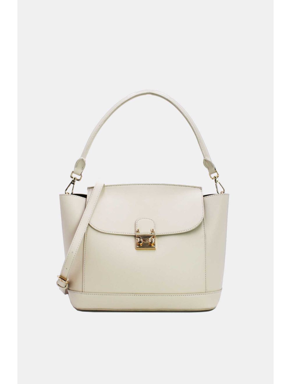 tom&eva Sac à Main à rabat minimaliste Avec Ceinture-6875-Blanc