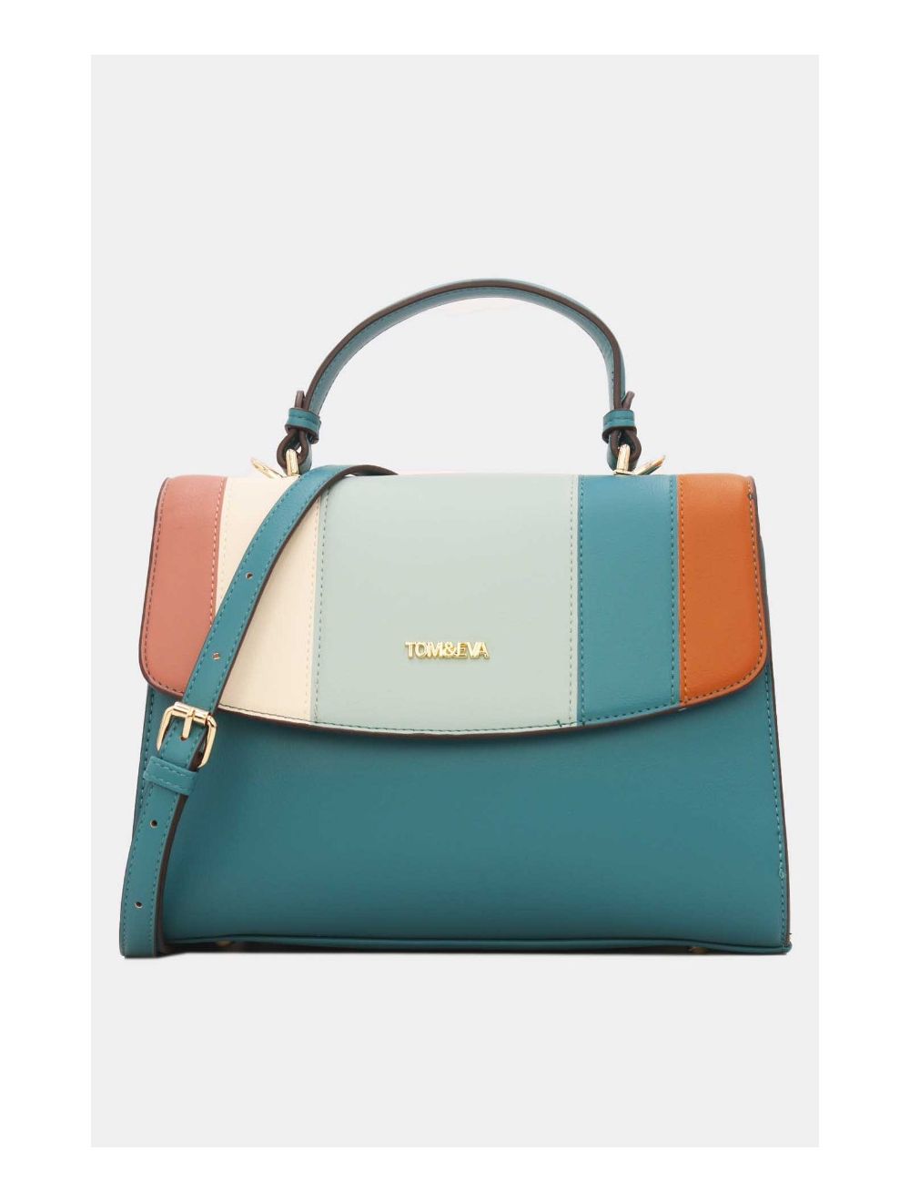 Tom&eva Sac à Main à Rabat Patchwork Femme-23B-5733-Bleu