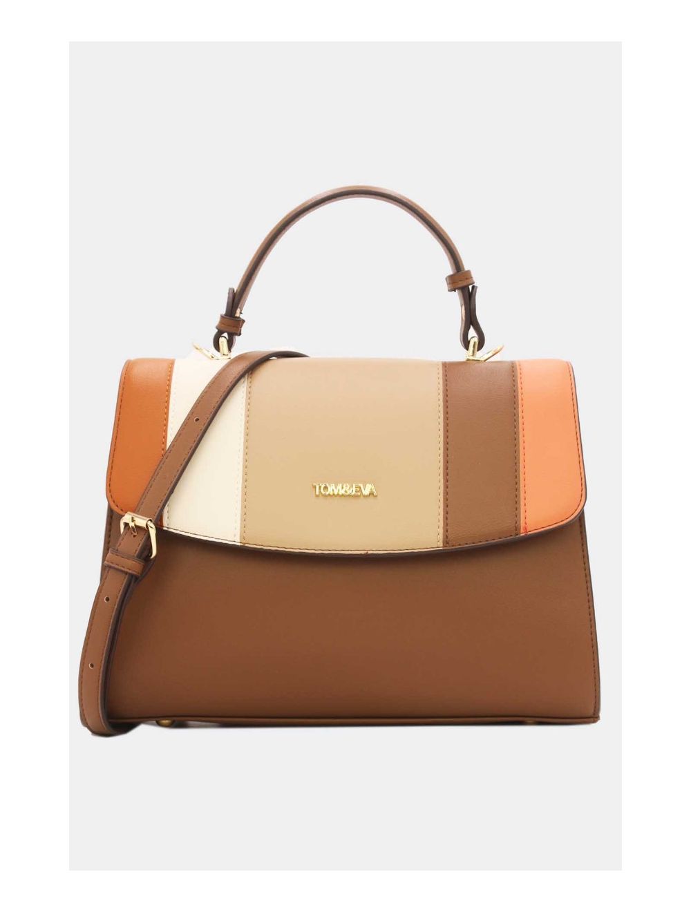 Tom&eva Sac à Main à Rabat Patchwork Femme-23B-5733-Marron