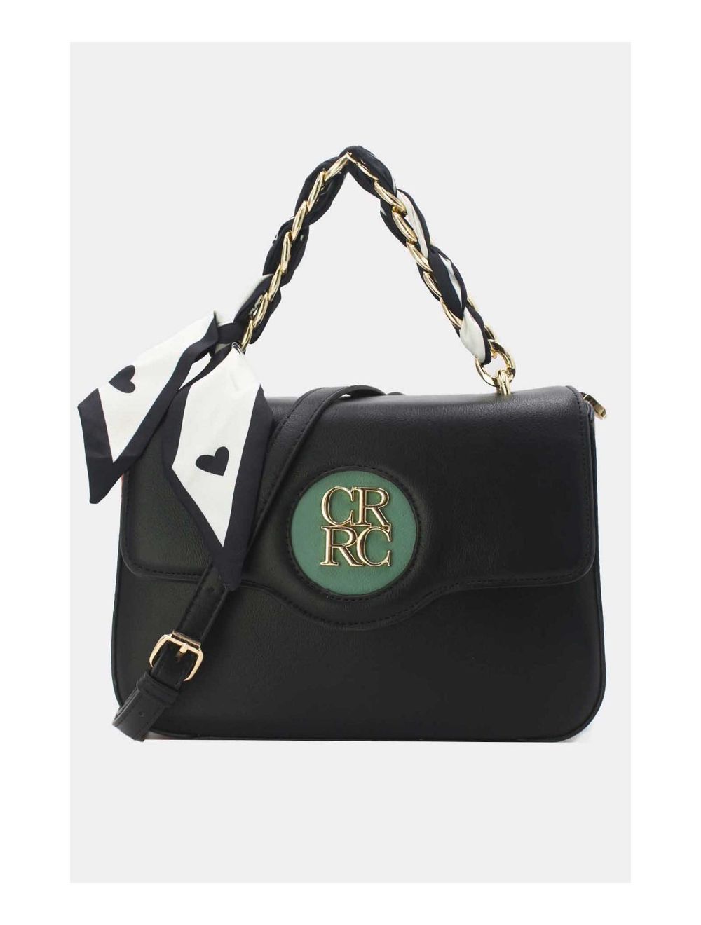Tom&eva Sac à Main Avec Bandeau De Soie 23B-5835-Noir/Vert