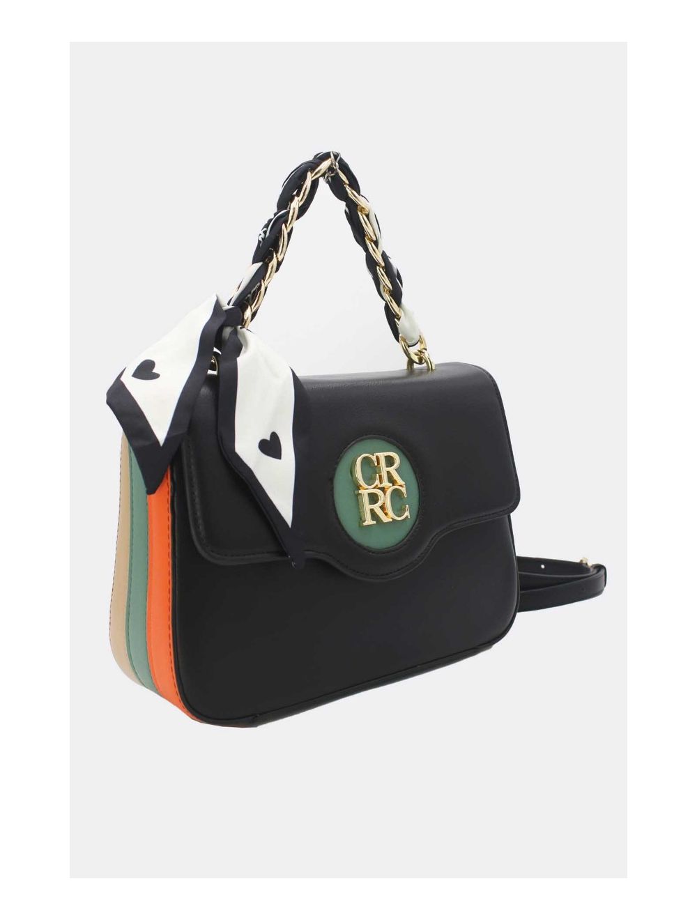 Tom&eva Sac à Main Avec Bandeau De Soie 23B-5835-Noir/Vert