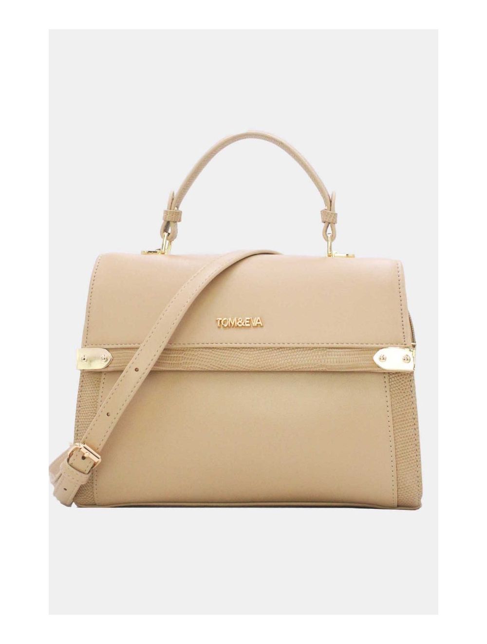 tom&eva Sac à Main Avec Bordure Effet Serpent-24B-5887-Abricot