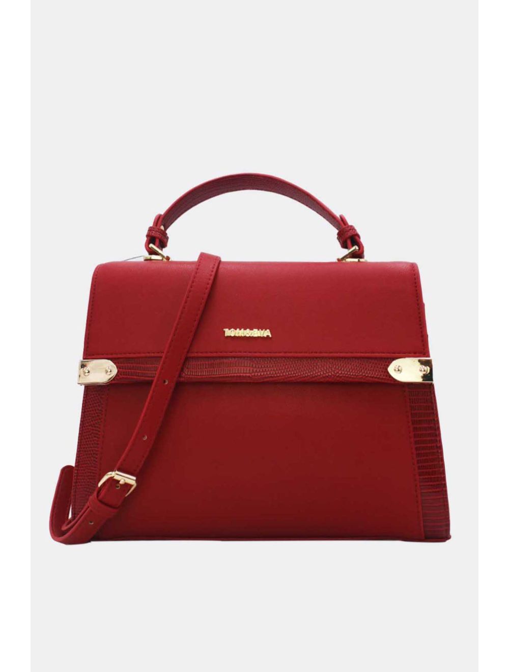 tom&eva Sac à Main Avec Bordure Effet Serpent-24B-5887-Bordeaux