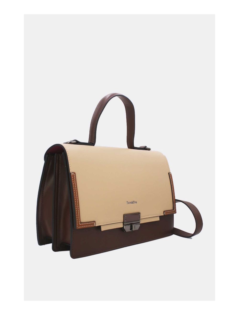 Tom&eva Sac à Main Bicolore Classique 24B-6114-Coffee/Khaki