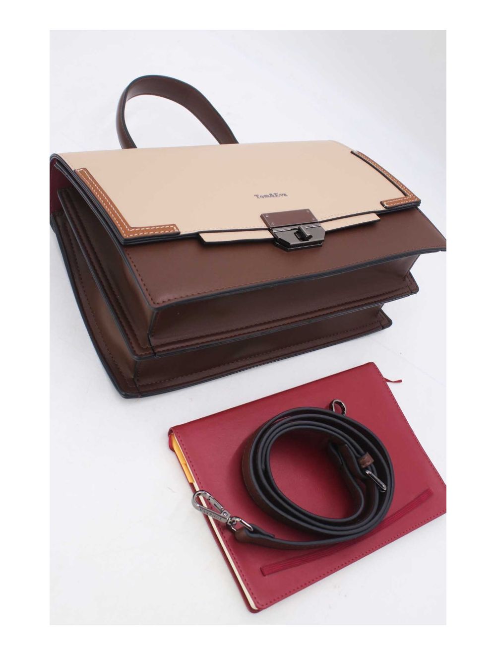 Tom&eva Sac à Main Bicolore Classique 24B-6114-Coffee/Khaki