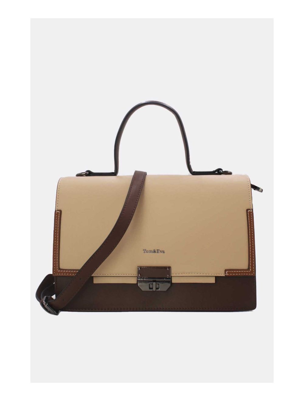 tom&eva Sac à Main Bicolore Classique 24B-6114-Coffee/Khaki