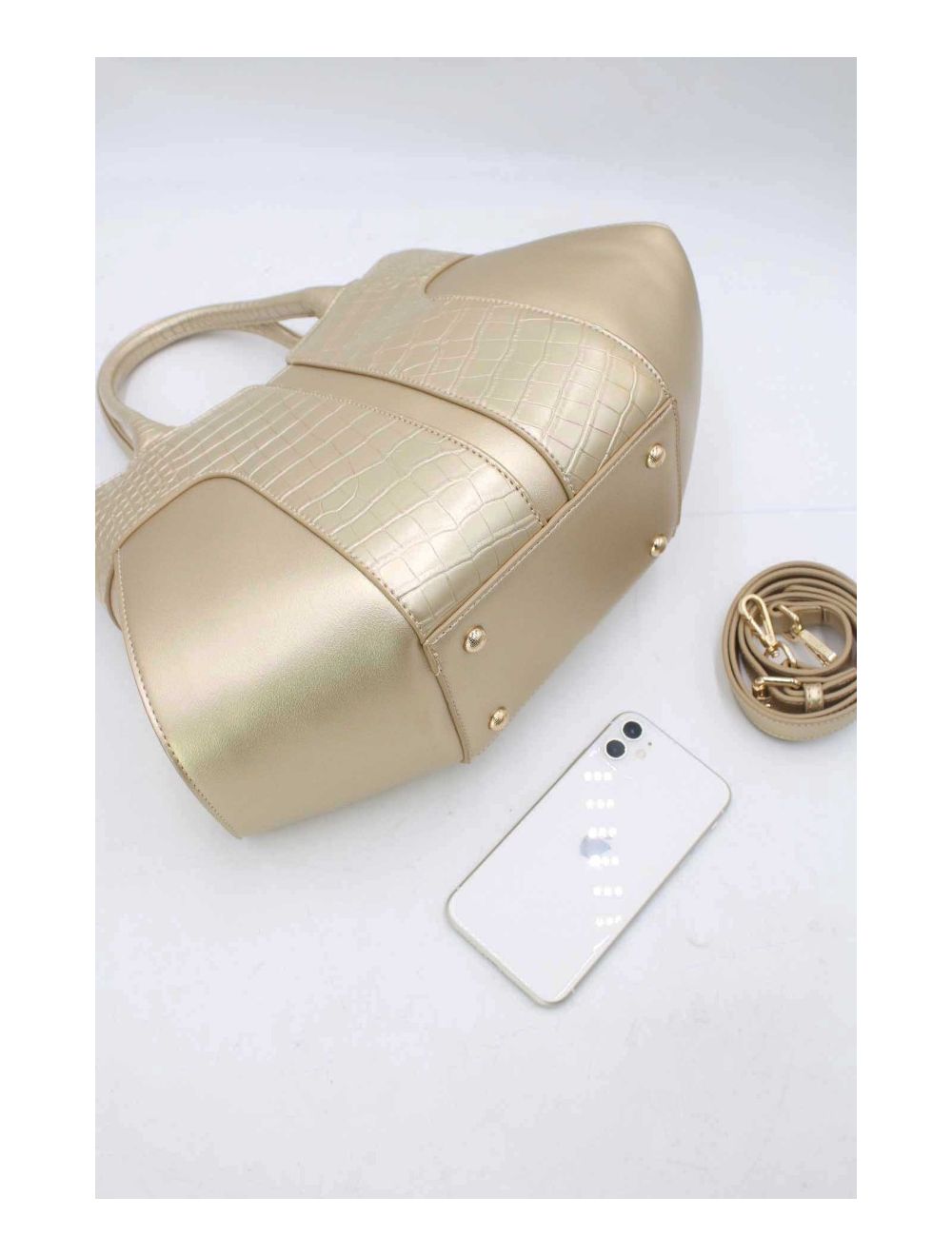 tom&eva Sac à Main Bicolore Style Vintage-24B-5868-Gold/Gold