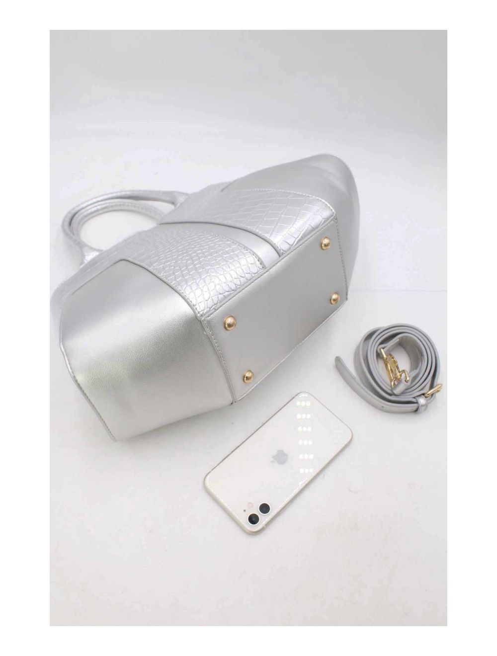 tom&eva Sac à Main Bicolore Style Vintage-24B-5868-Silver/Silver