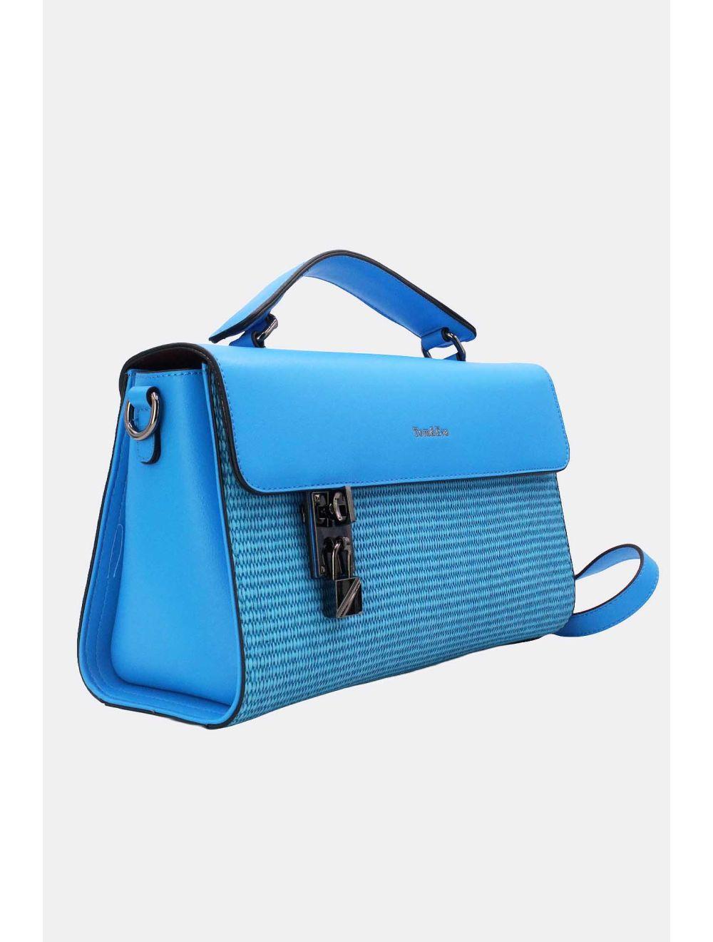 Tom&eva Sac à Main Bicolores à Serrure 24B-6007-Bleu