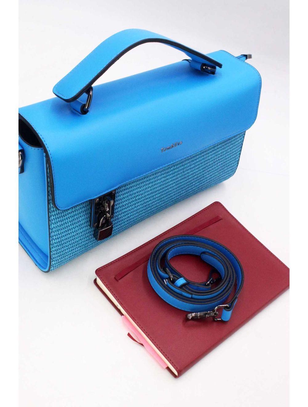 Tom&eva Sac à Main Bicolores à Serrure 24B-6007-Bleu