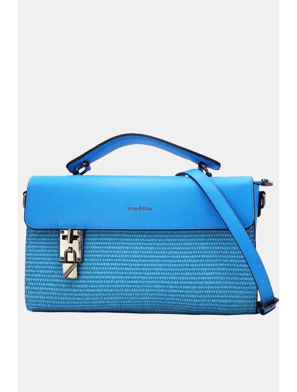 tom&eva Sac à Main Bicolores à Serrure 24B-6007-Bleu