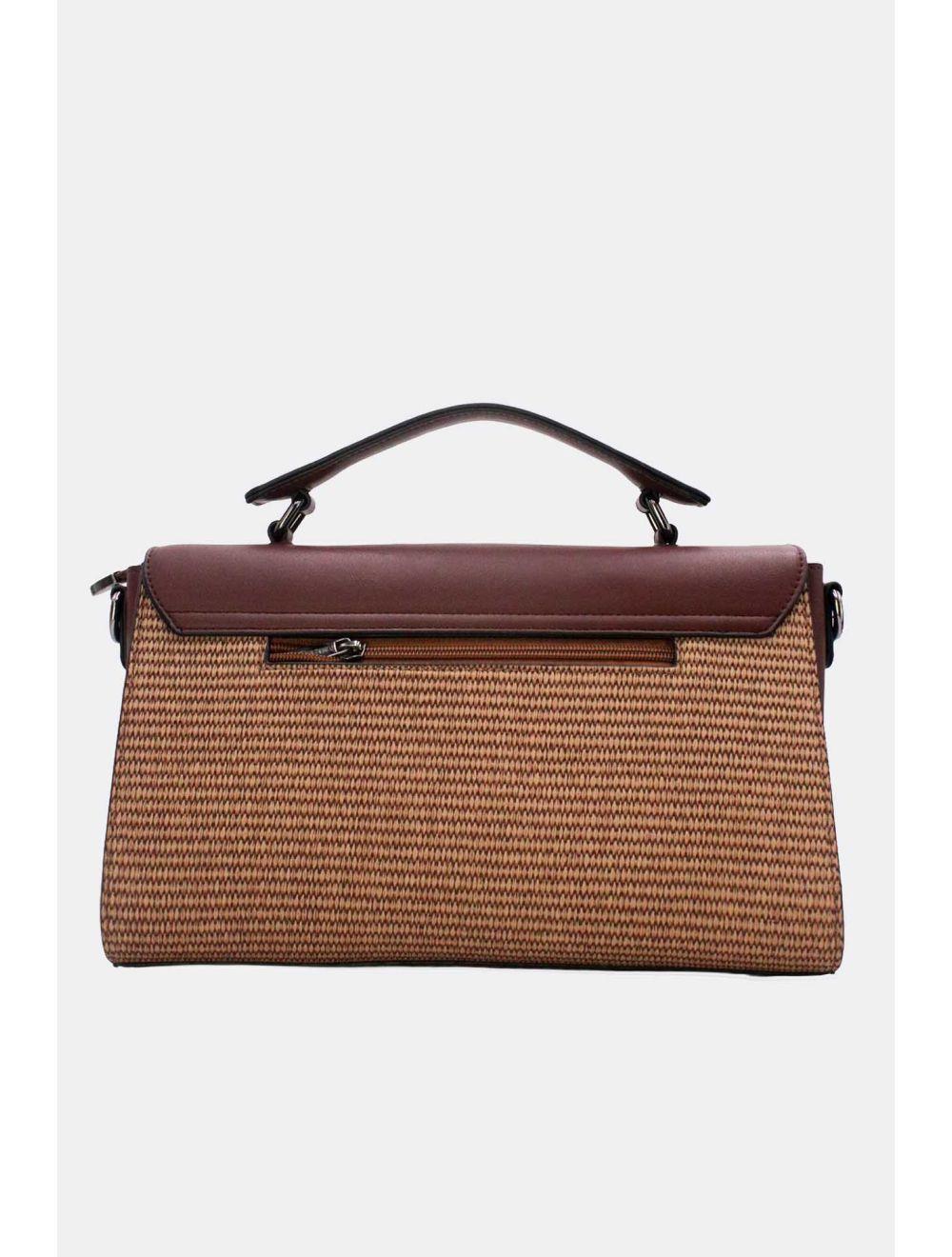 Tom&eva Sac à Main Bicolores à Serrure 24B-6007-Brown/Coffee
