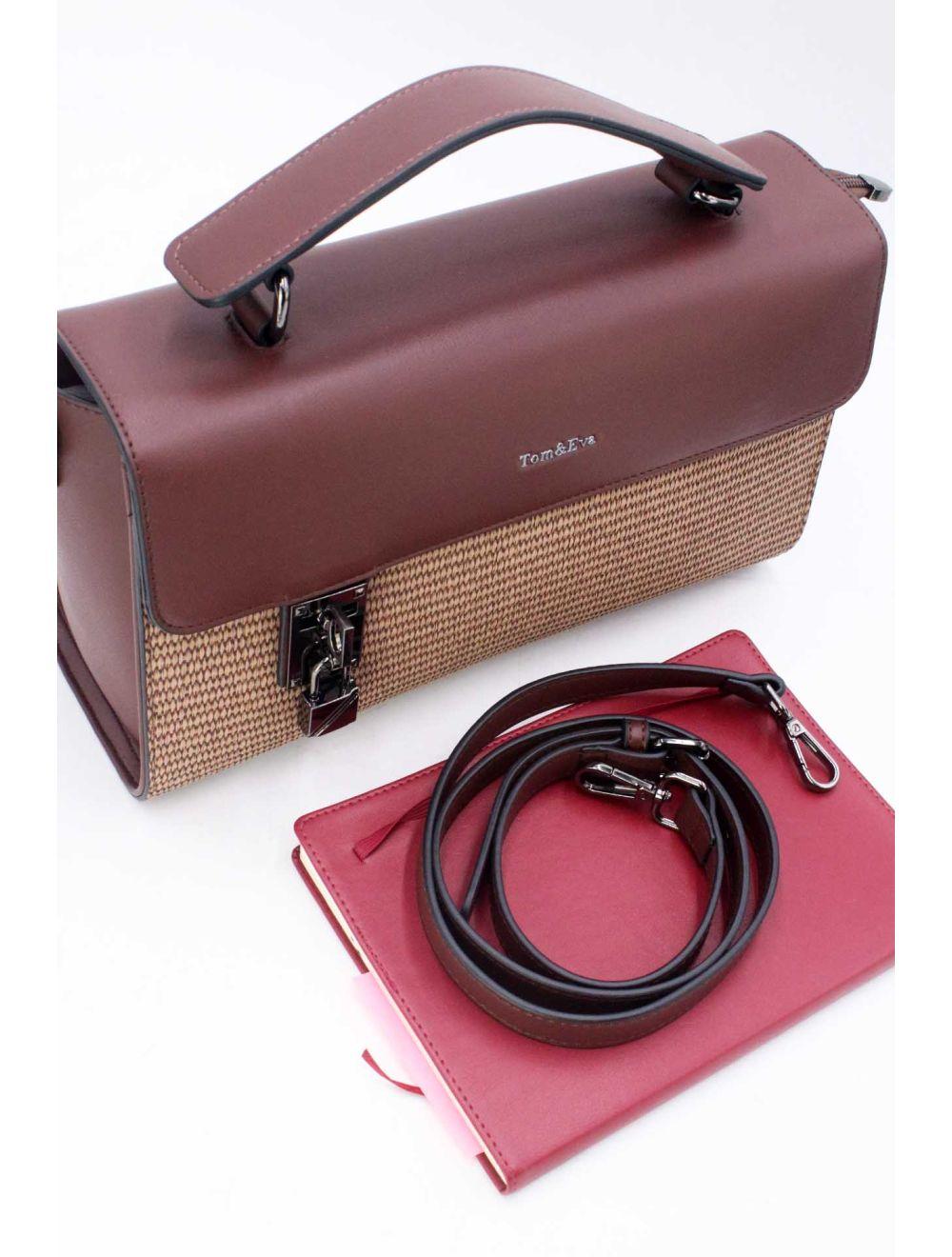 Tom&eva Sac à Main Bicolores à Serrure 24B-6007-Brown/Coffee