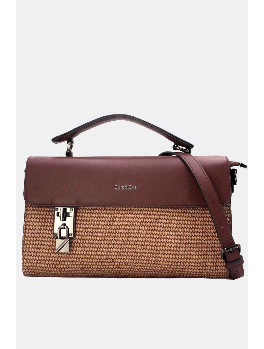 tom&eva Sac à Main Bicolores à Serrure 24B-6007-Brown/Coffee