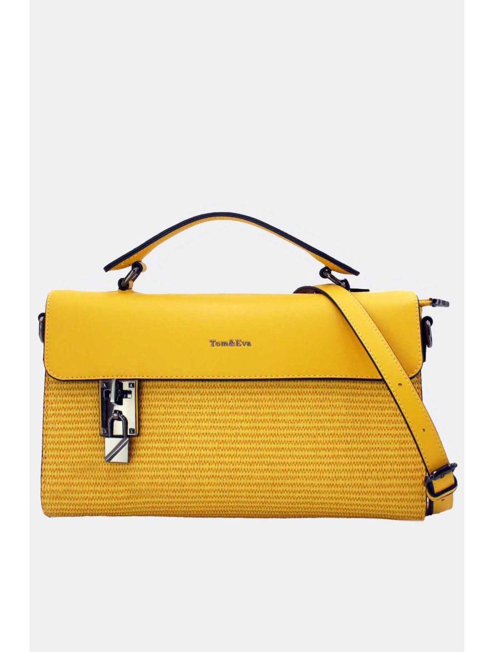 tom&eva Sac à Main Bicolores à Serrure 24B-6007-Jaune