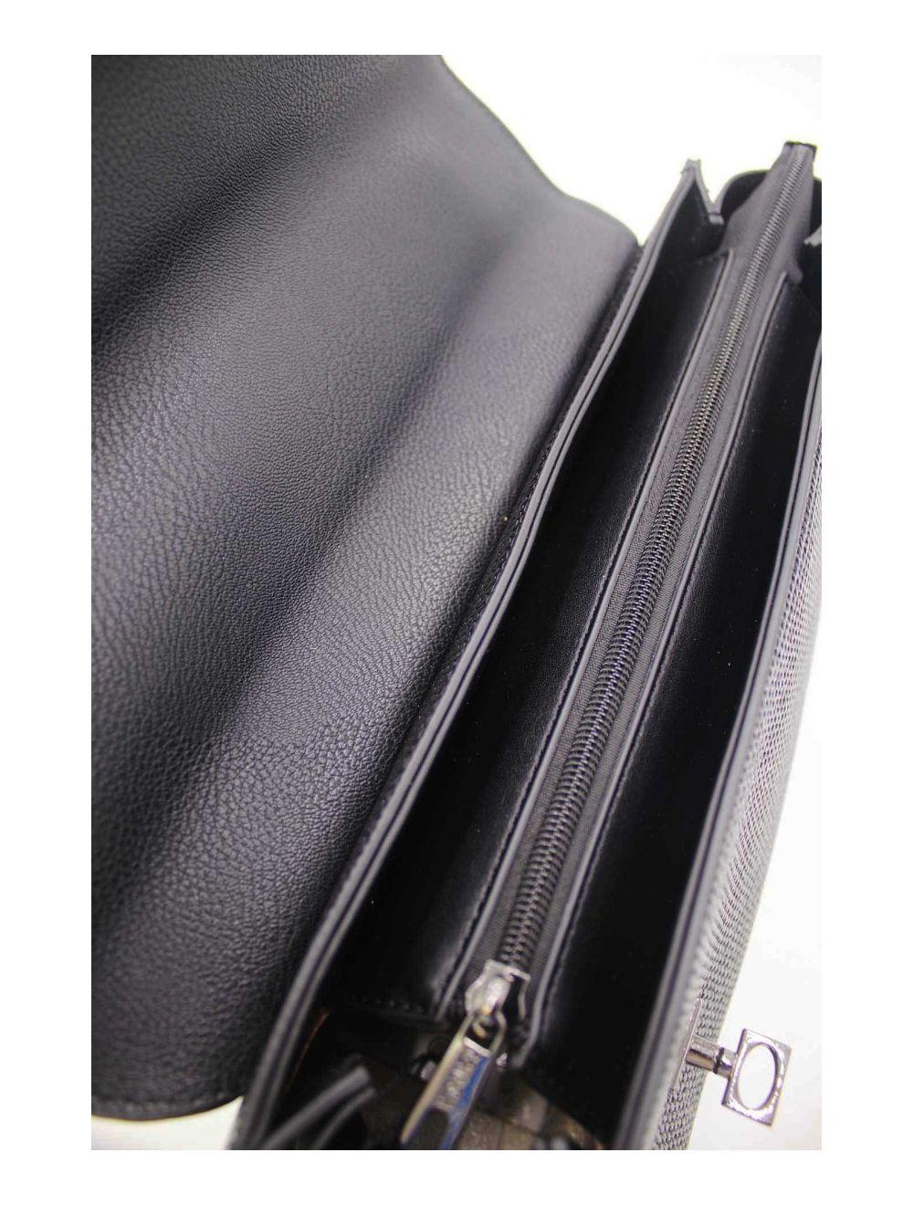 tom&eva Sac à Main Bicolores à Serrure 24B-6007-Noir