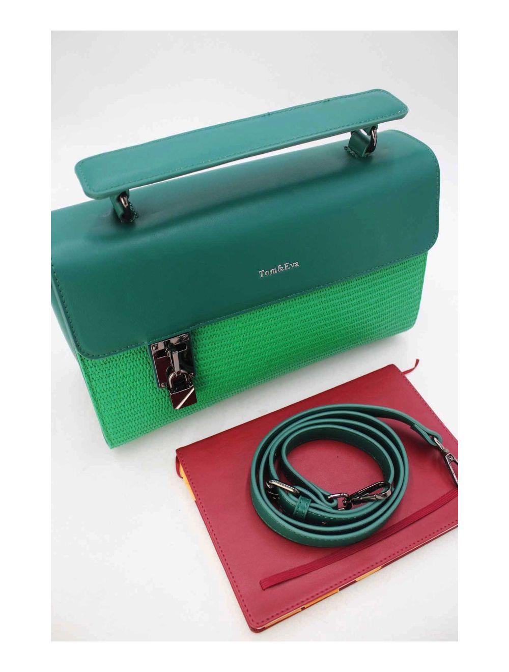 tom&eva Sac à Main Bicolores à Serrure 24B-6007-Vert