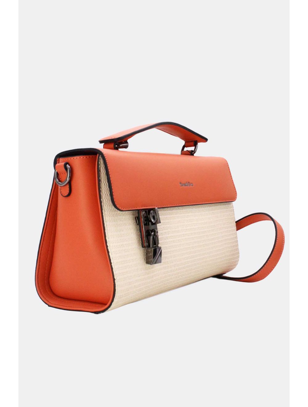 Tom&eva Sac à Main Bicolores à Serrure 24B-6007-White/orange