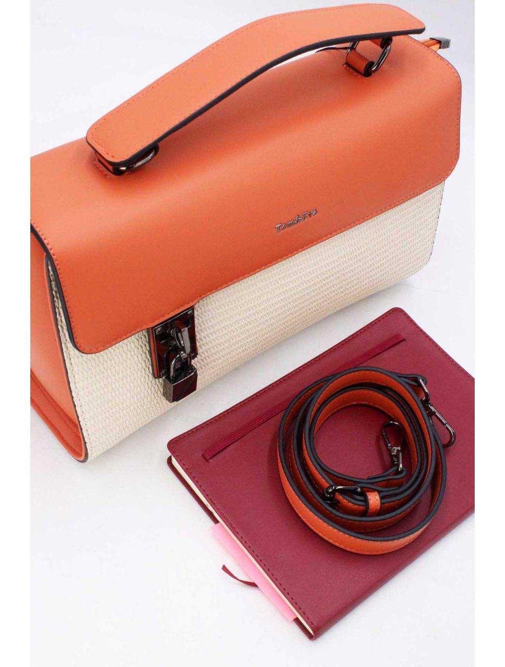 Tom&eva Sac à Main Bicolores à Serrure 24B-6007-White/orange