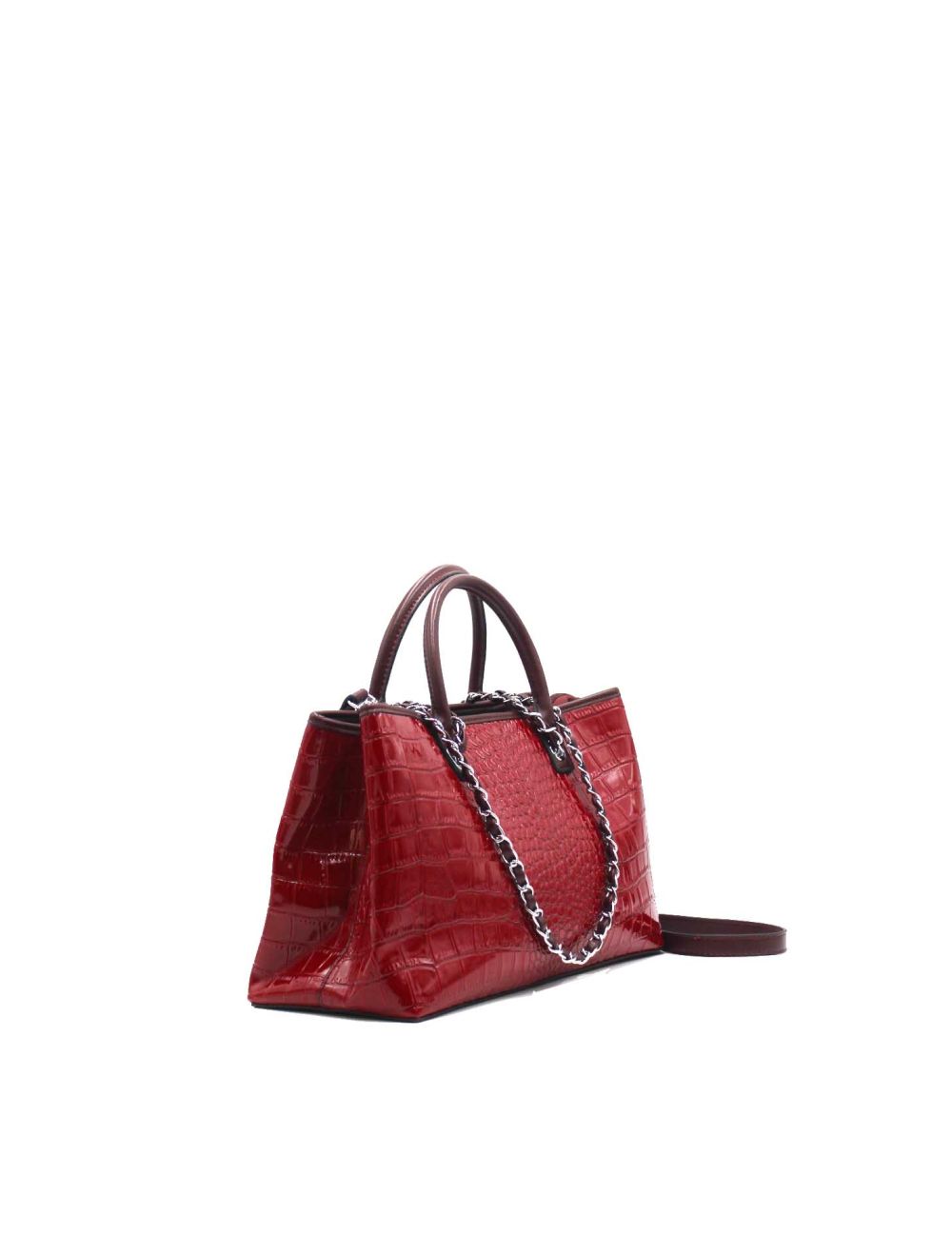 Tom&eva Sac à Main Biface Effet Crocodile- 6836-Bordeaux