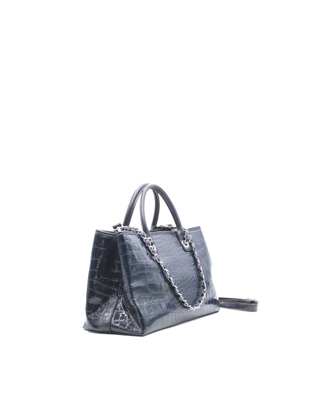 Tom&eva Sac à Main Biface Effet Crocodile- 6836-Saphir