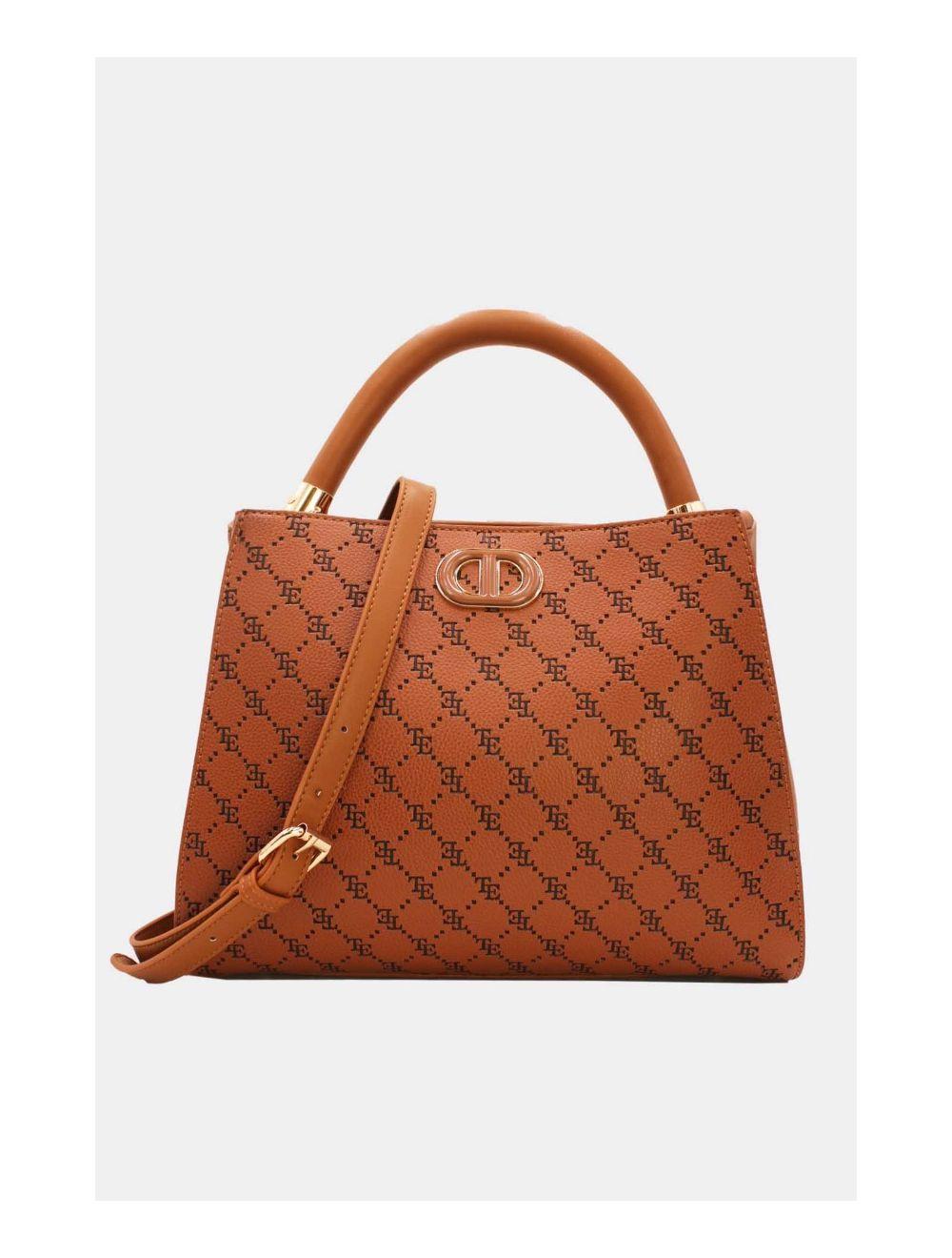 tom&eva Sac à Main Biface Embossé 6746A-Marron Foncé