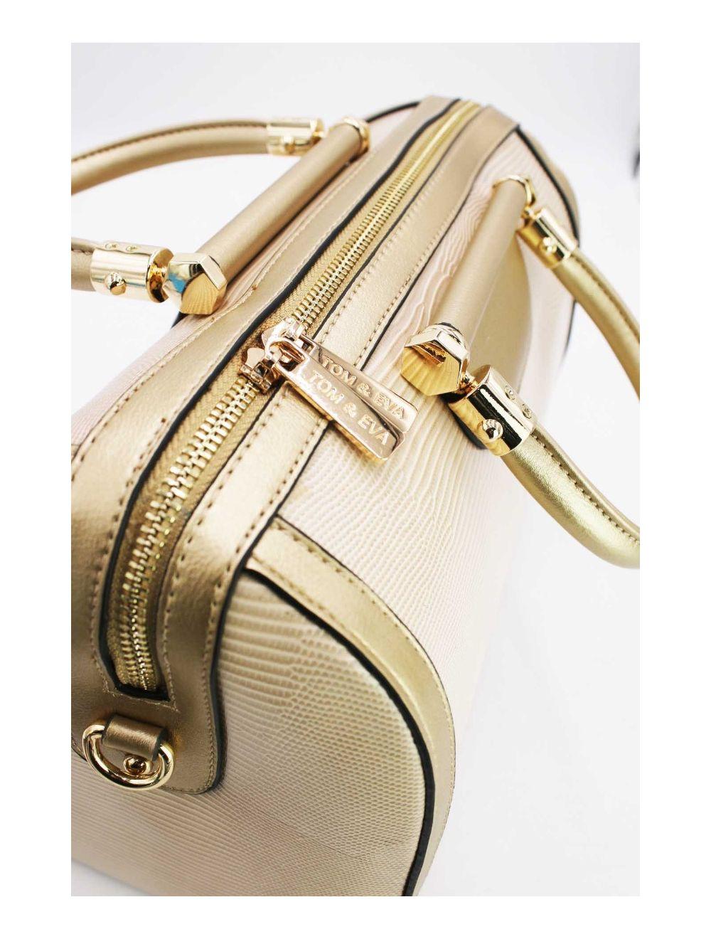 Tom&eva Sac à Main Bowling Bicouleur-8023-Abricot/Doré