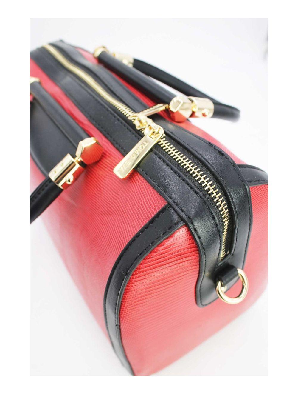 Tom&eva Sac à Main Bowling Bicouleur-8023-Rouge/Noir
