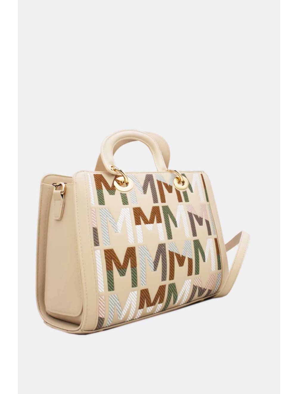 Tom&eva Sac à Main Carré Brodé Lettre 24B-5888-Beige