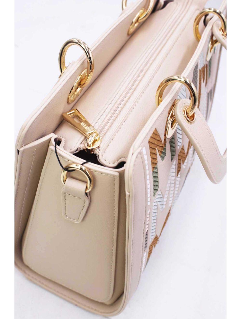 Tom&eva Sac à Main Carré Brodé Lettre 24B-5888-Beige