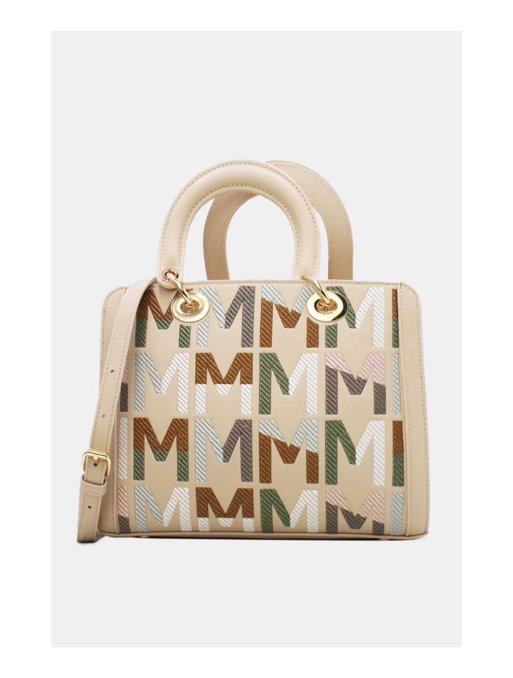 tom&eva Sac à Main Carré Brodé Lettre 24B-5888-Beige