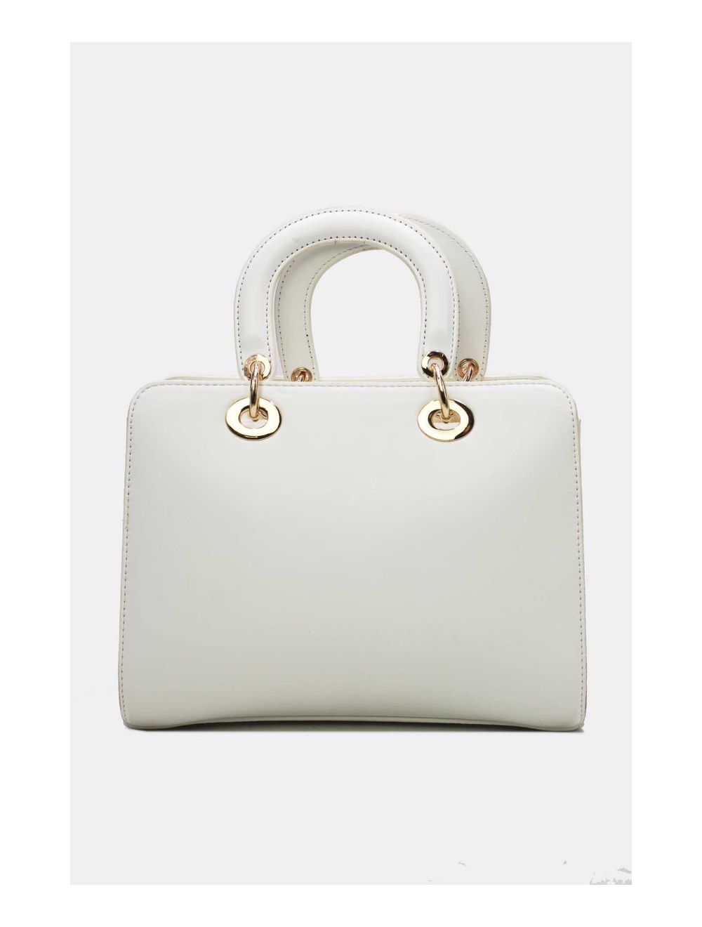 Tom&eva Sac à Main Carré Brodé Lettre 24B-5888-Blanc