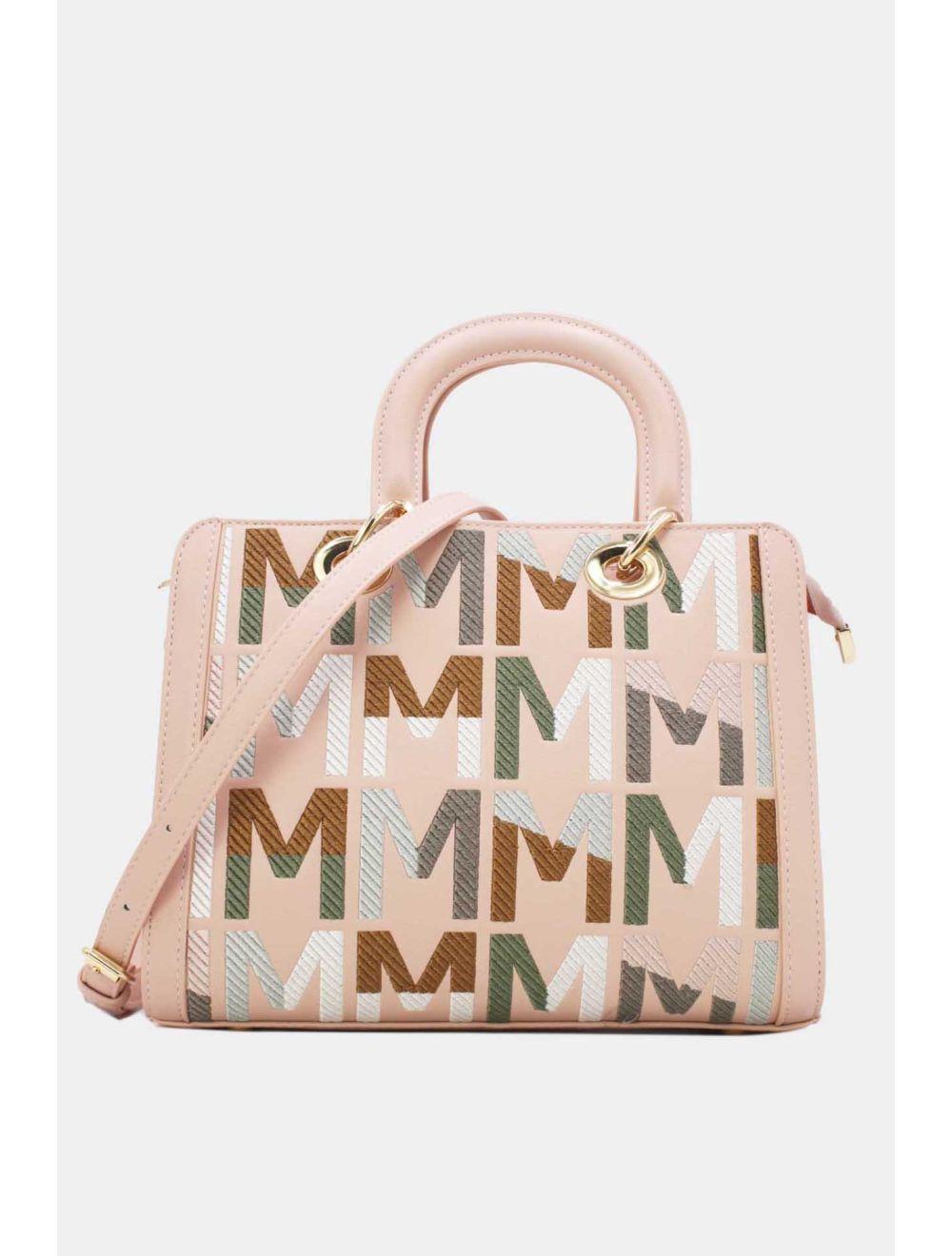 Tom&eva Sac à Main Carré Brodé Lettre 24B-5888-L.Rose