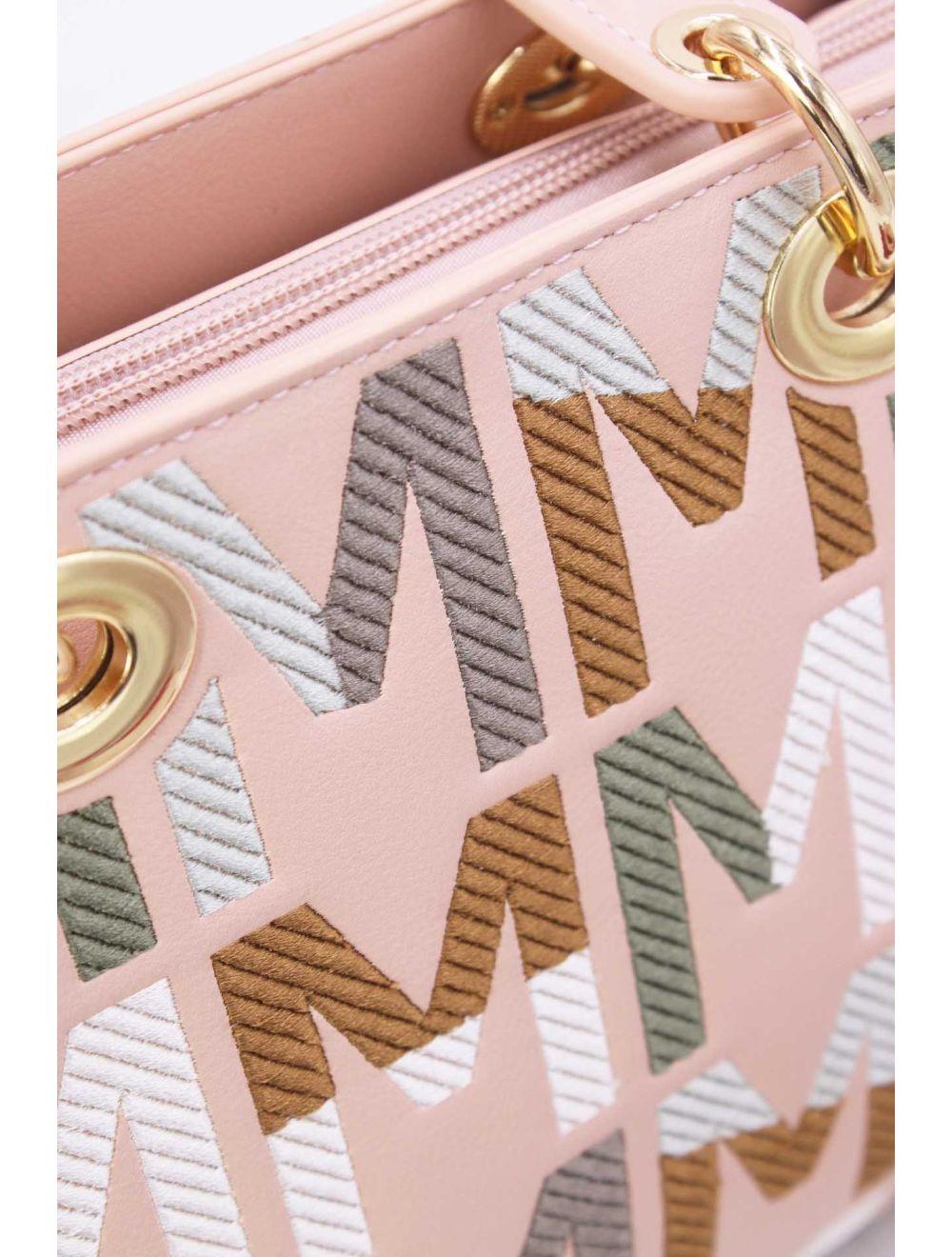 tom&eva Sac à Main Carré Brodé Lettre 24B-5888-L.Rose