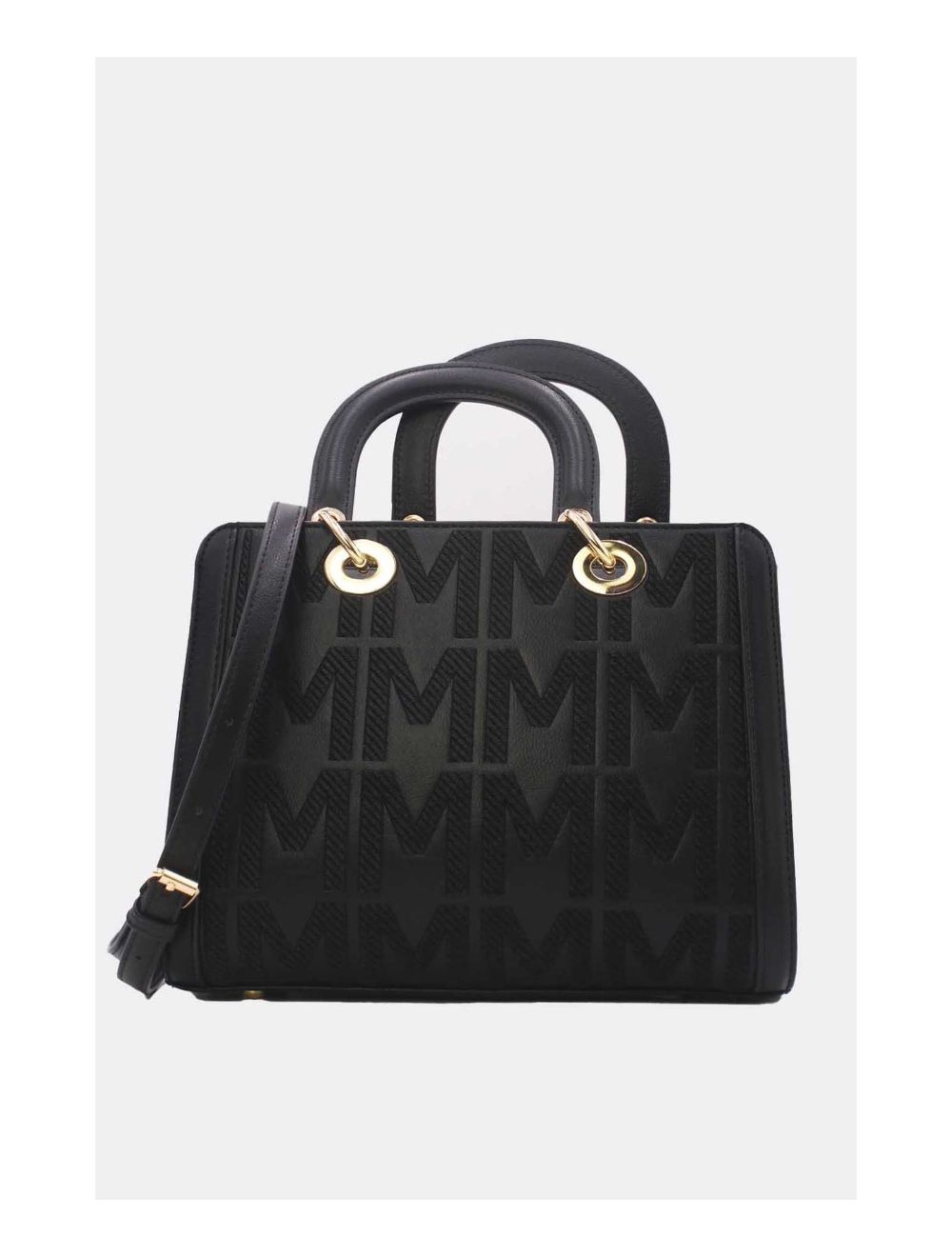 tom&eva Sac à Main Carré Brodé Lettre 24B-5888-Noir