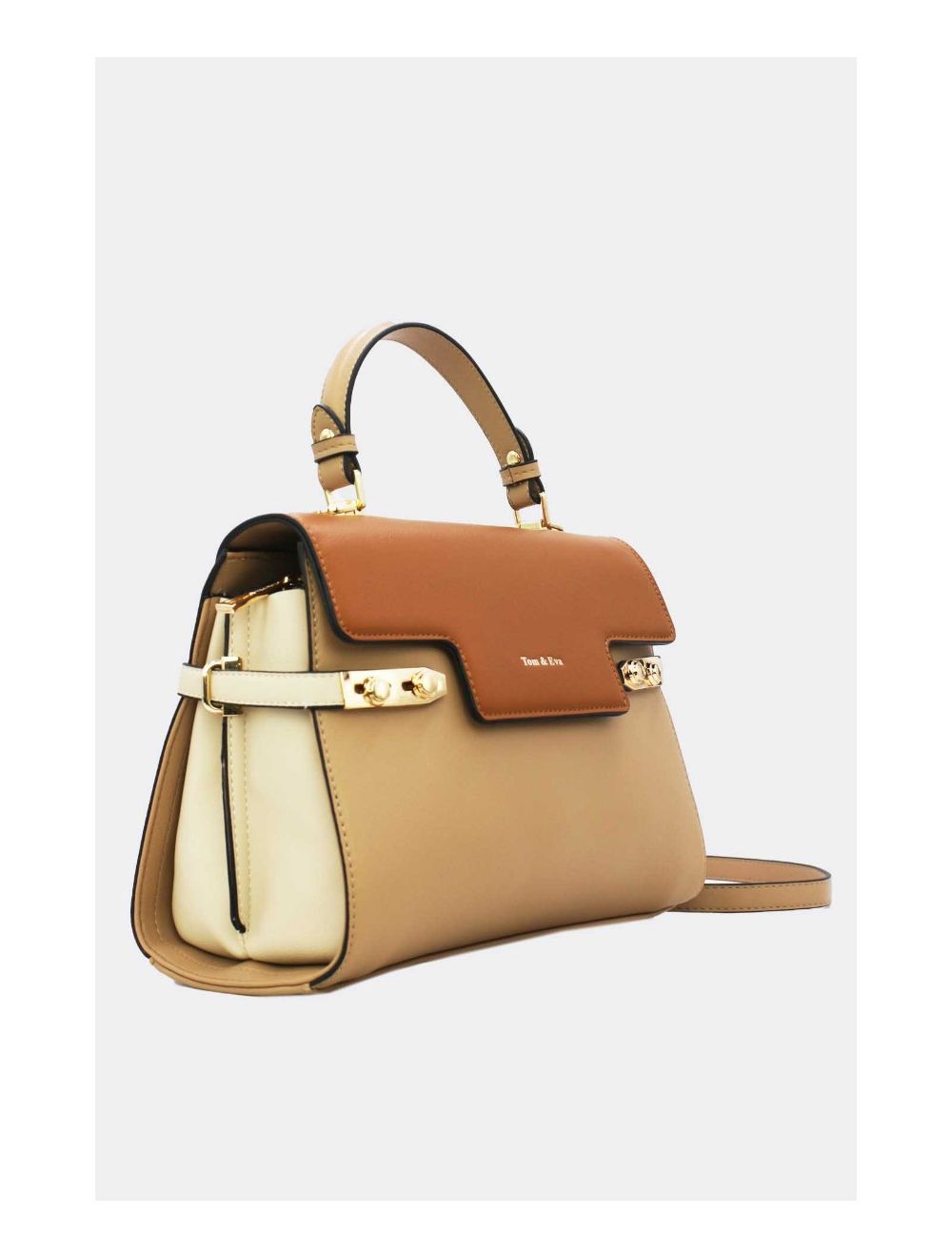 Tom&eva Sac à Main Chic Bicolore-21B-5180-Apricot/Brown