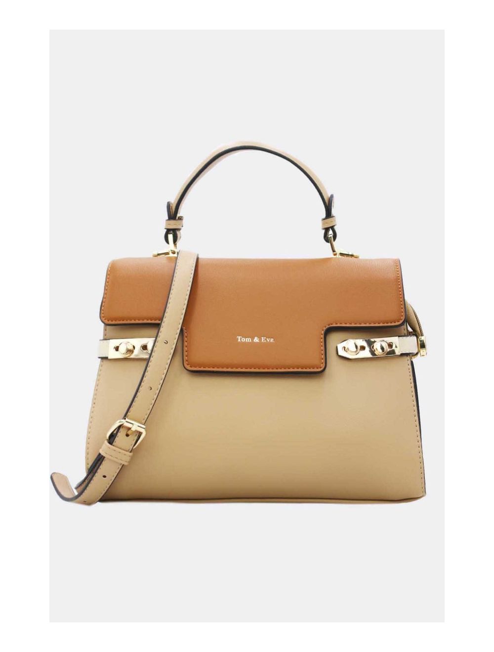 tom&eva Sac à Main Chic Bicolore-21B-5180-Apricot/Brown