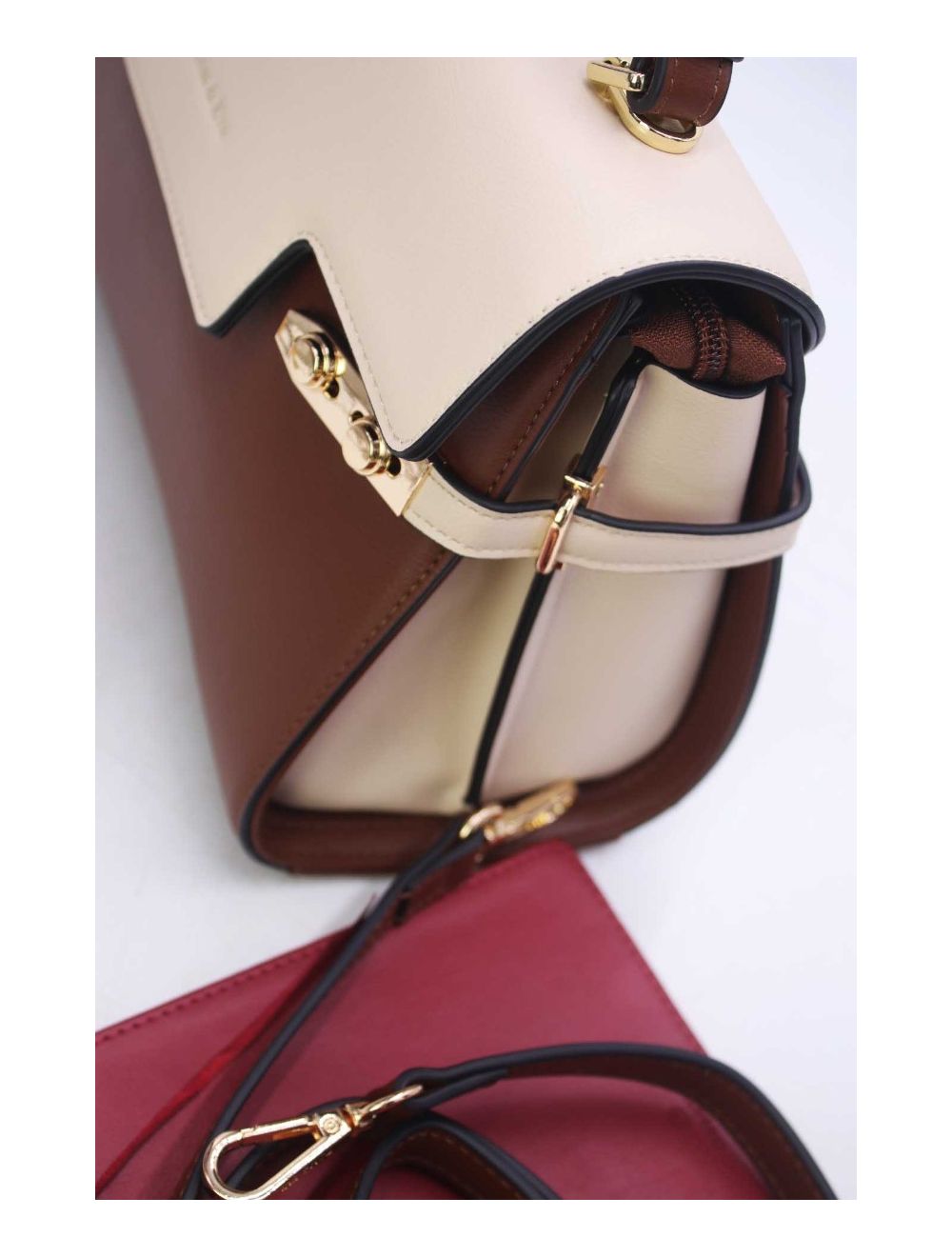 Tom&eva Sac à Main Chic Bicolore-21B-5180-Coffee/Beige