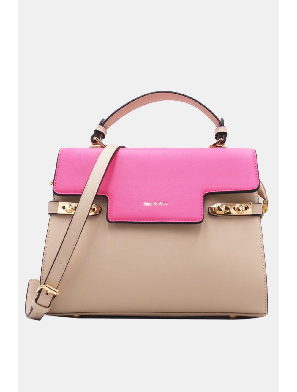 Tom&eva Sac à Main Chic Bicolore Réassort-21B-5180-Apricot/Pink