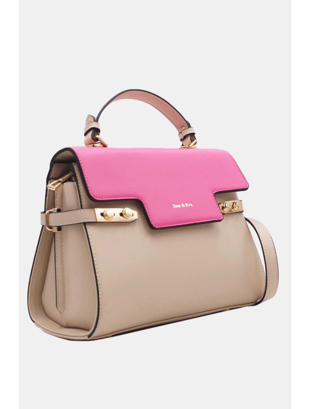 Tom&eva Sac à Main Chic Bicolore Réassort-21B-5180-Apricot/Pink