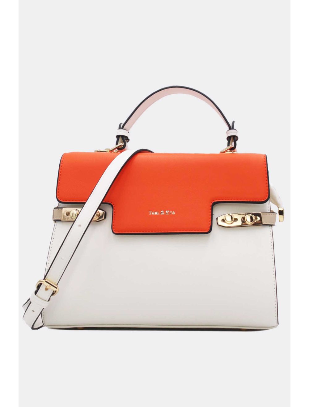 Tom&eva Sac à Main Chic Bicolore Réassort-21B-5180-White/Orange