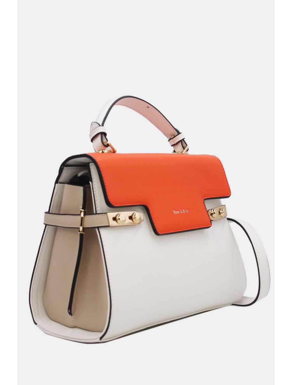 Tom&eva Sac à Main Chic Bicolore Réassort-21B-5180-White/Orange
