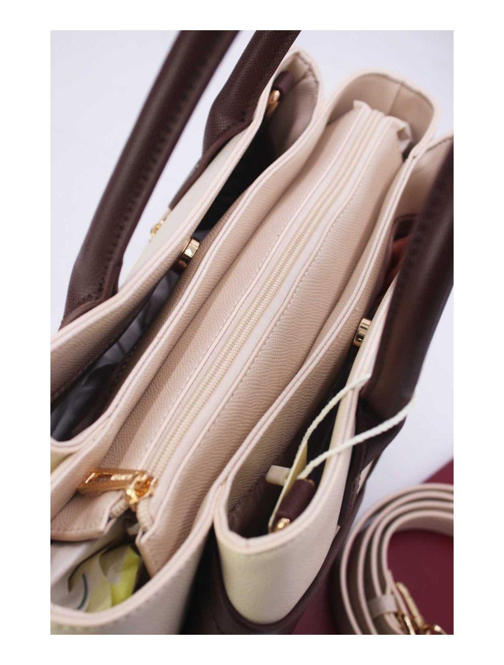 tom&eva Sac à Main Chic Bicolores 24B-5959-Beige/Coffee