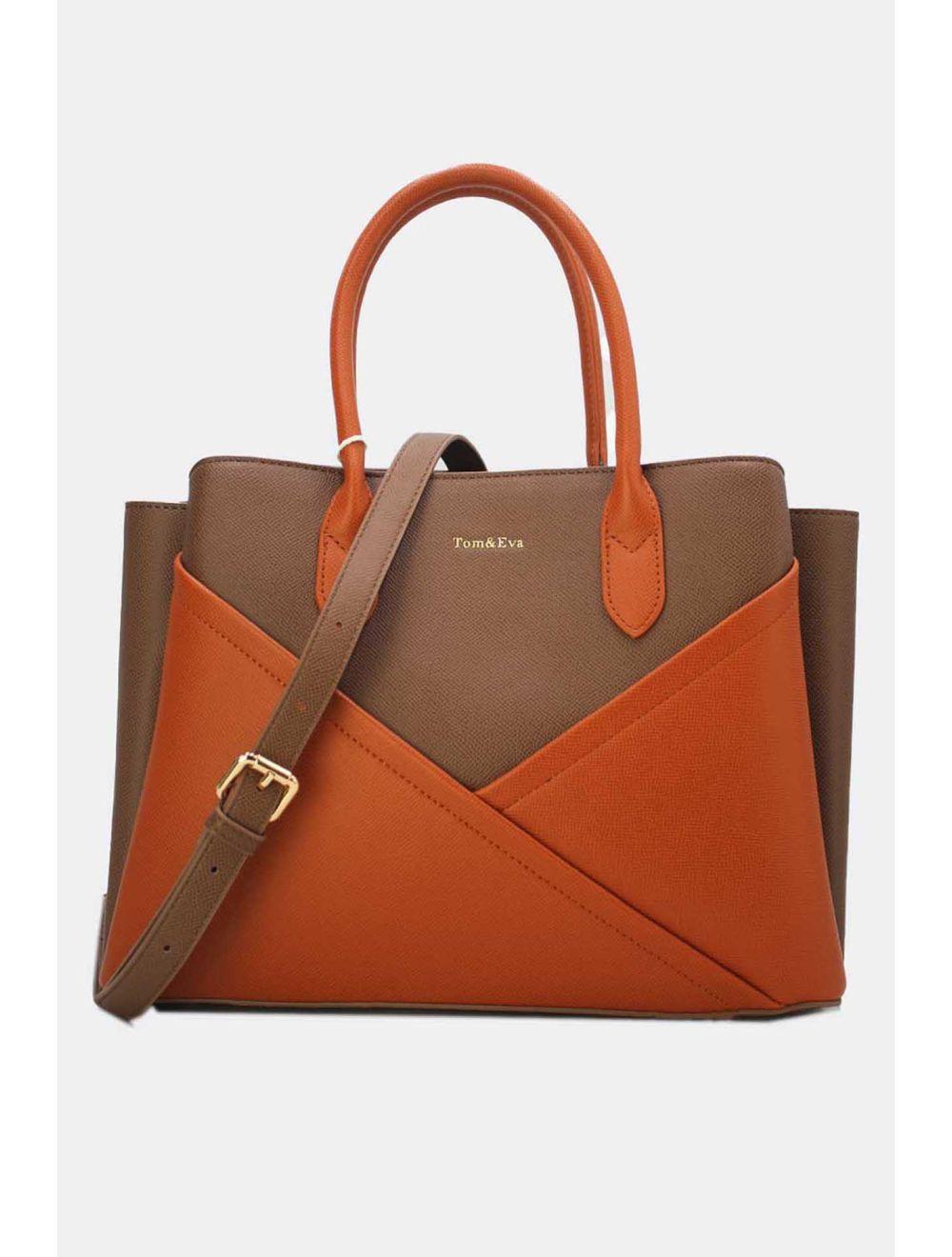 Tom&eva Sac à Main Chic Bicolores 24B-5959-Coffee/Brown