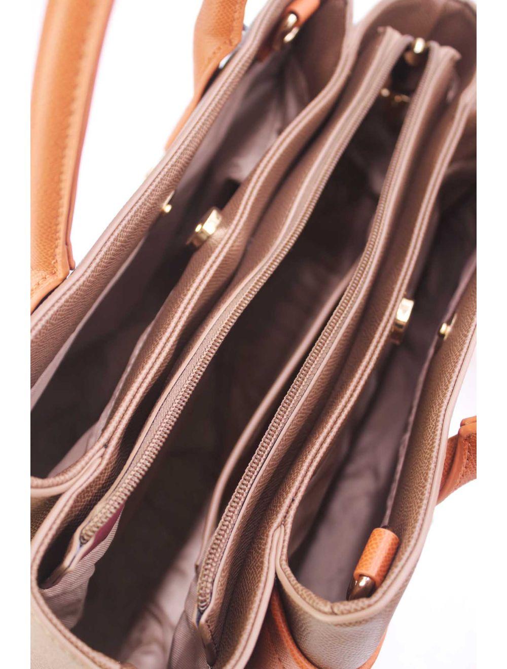 tom&eva Sac à Main Chic Bicolores 24B-5959-Coffee/Brown