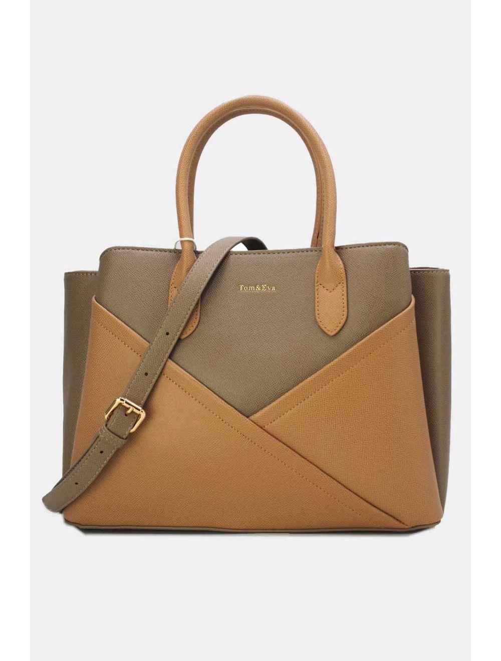tom&eva Sac à Main Chic Bicolores 24B-5959-Khaki/Apricot