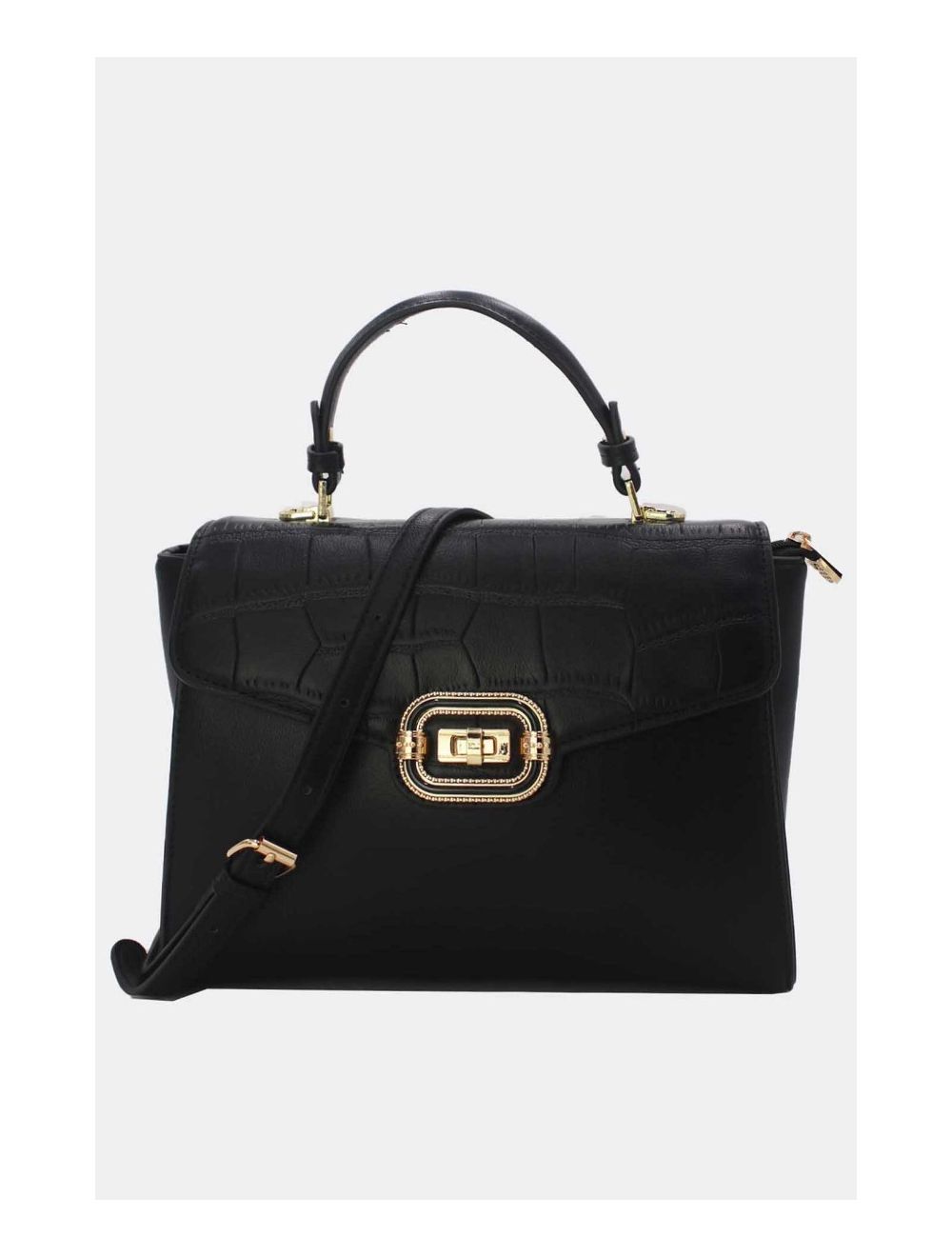 Tom&eva Sac à Main Classique Effet Croco 24B-5890-Noir