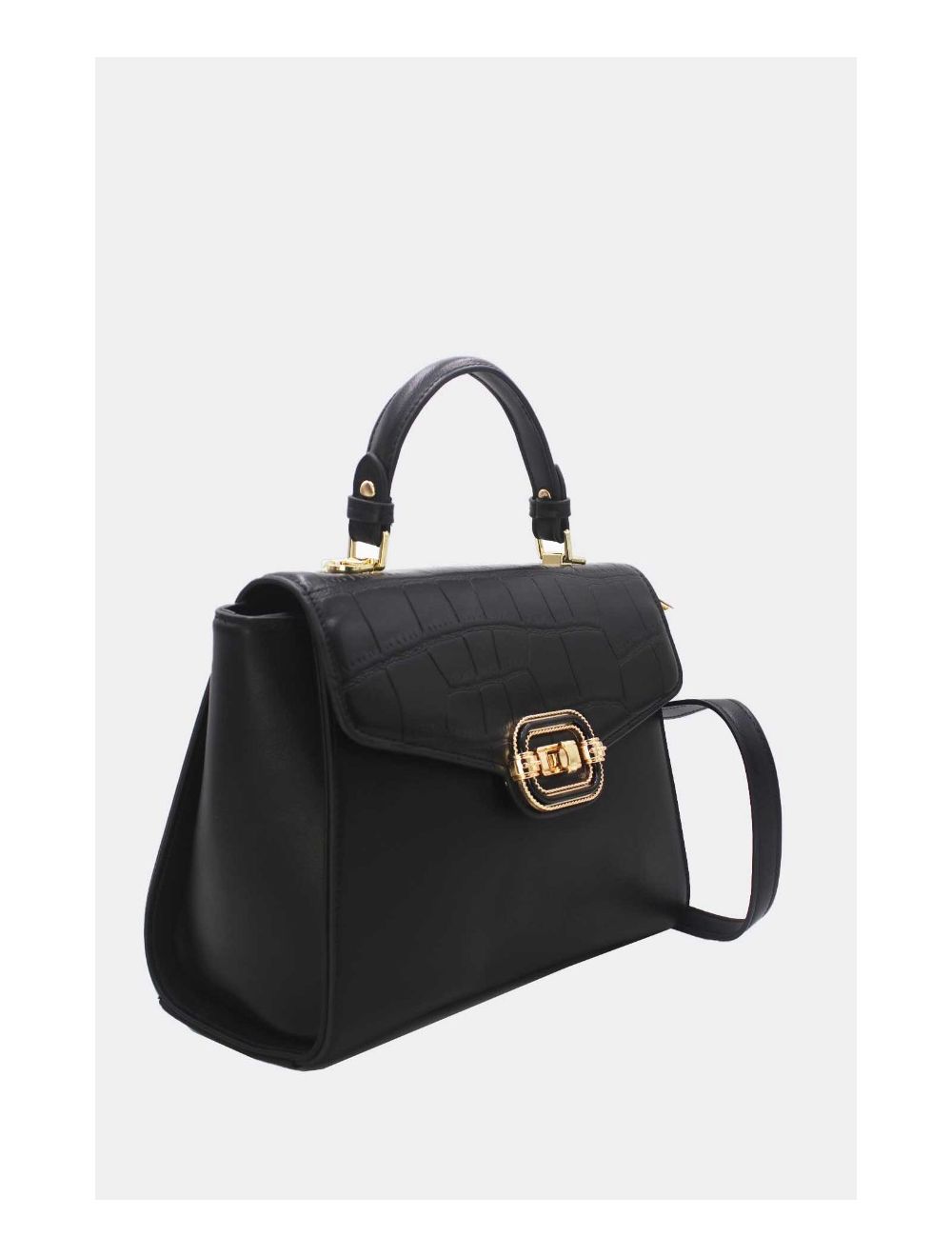 Tom&eva Sac à Main Classique Effet Croco 24B-5890-Noir